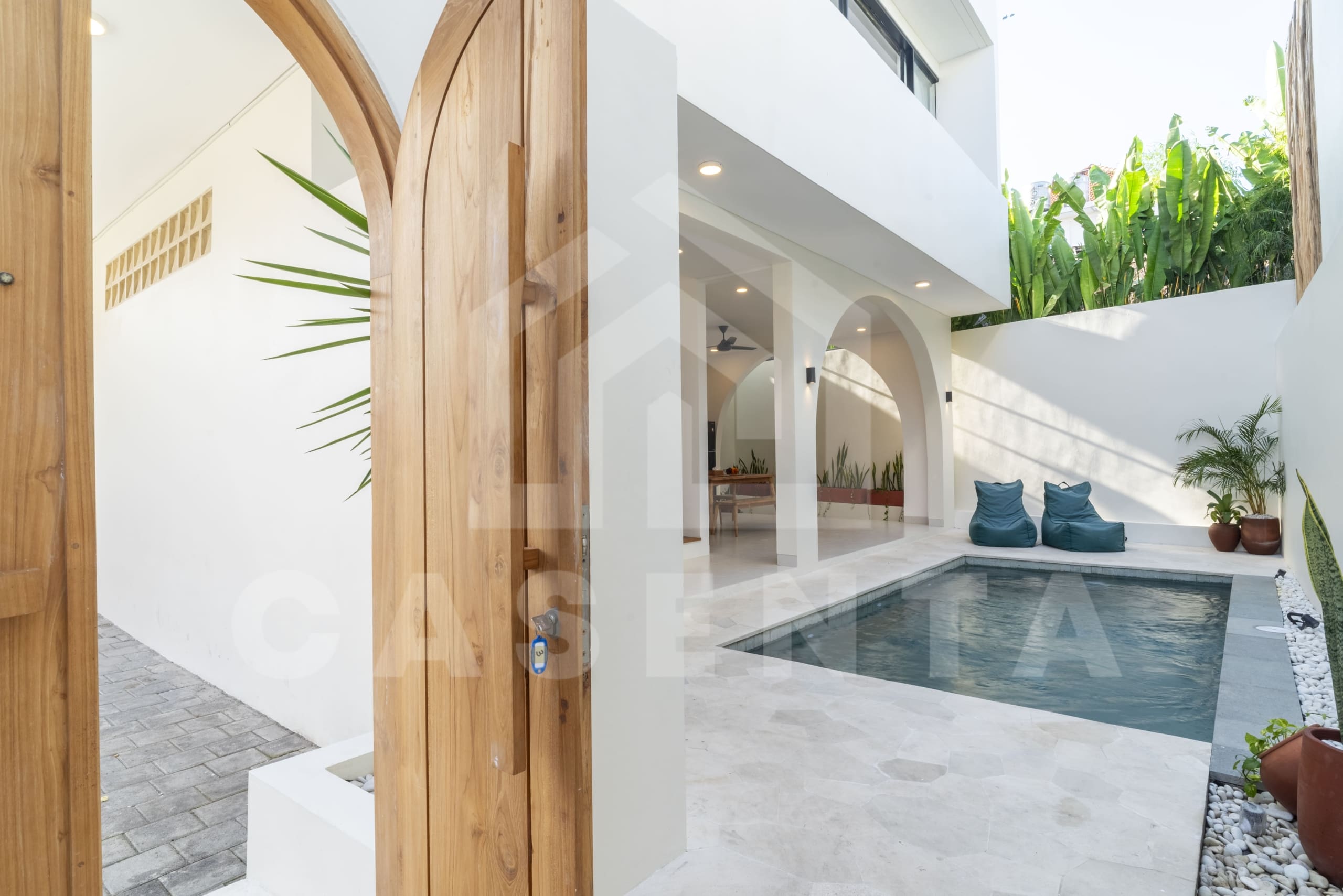Private pool entrance and courtyard of Canggu villa
