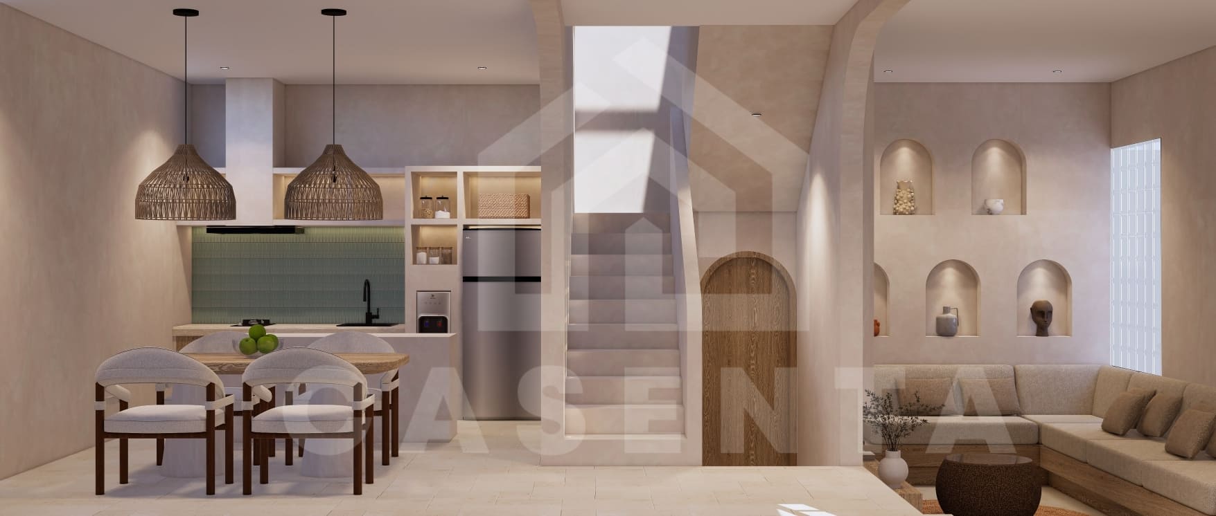 Open-plan living area in Mediterranean villa Uluwatu