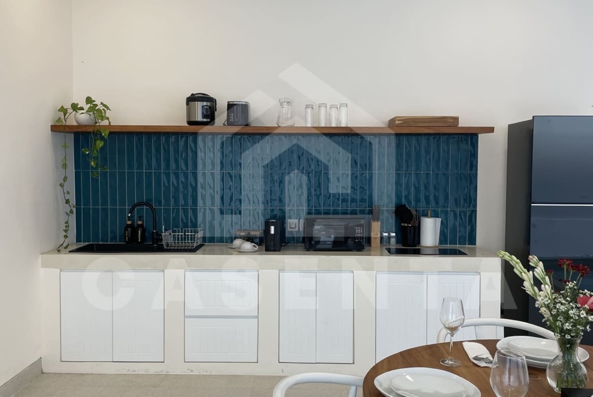 Fully equipped kitchen in modern Canggu villa