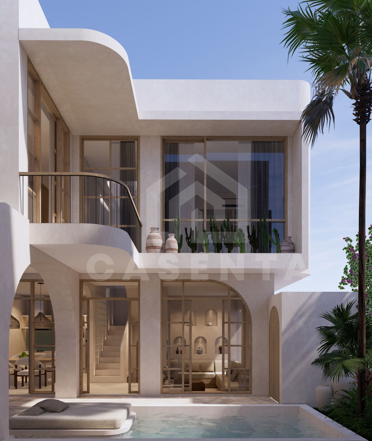 Outdoor pool area at Mediterranean villa in Pecatu