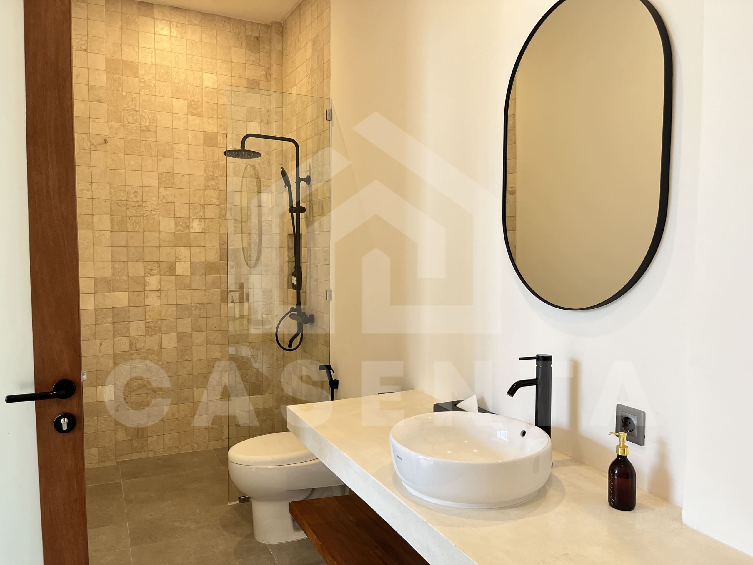 Walk-in shower bathroom in Padonan Canggu villa