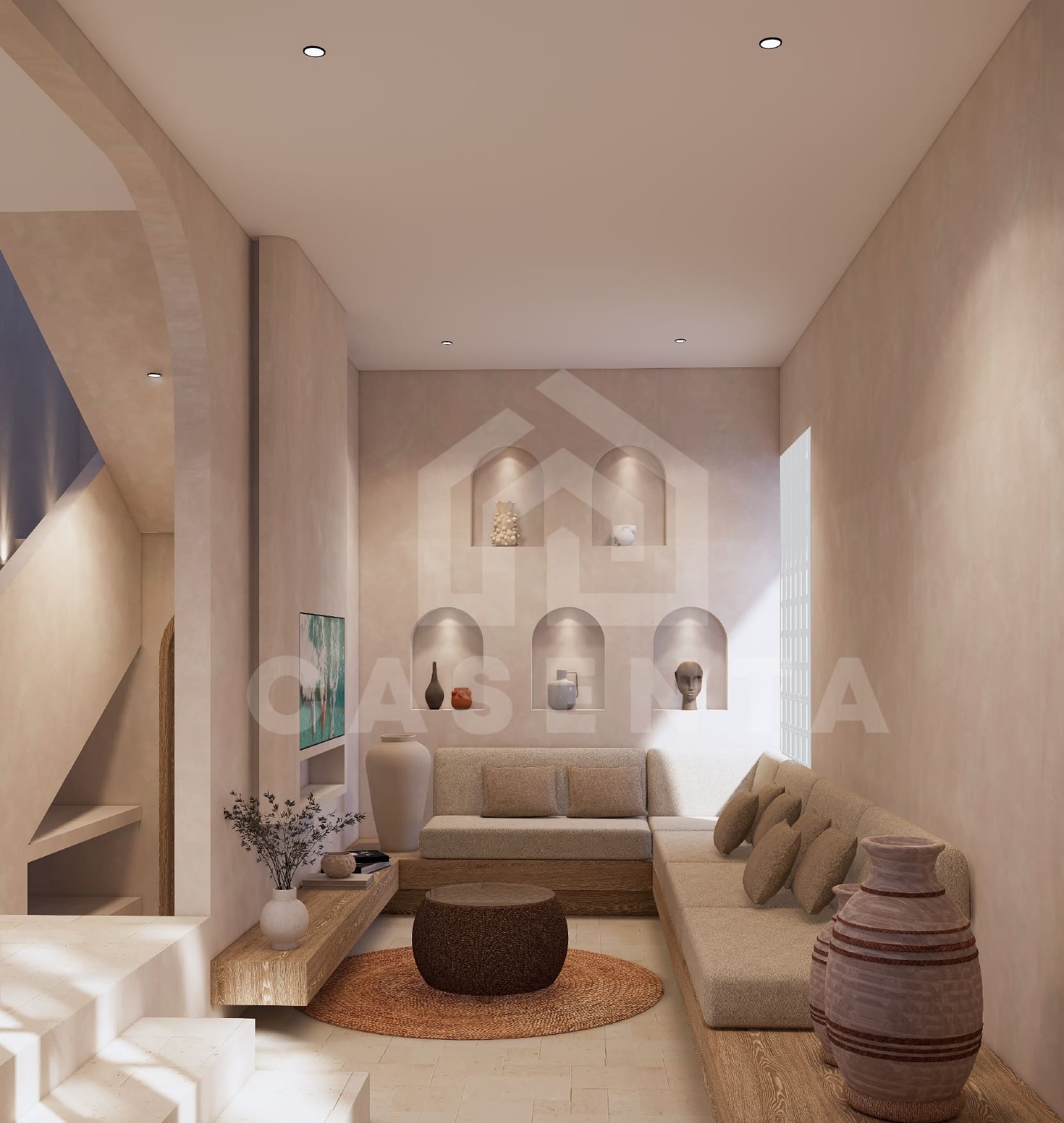 Sunken living room in Mediterranean villa Uluwatu