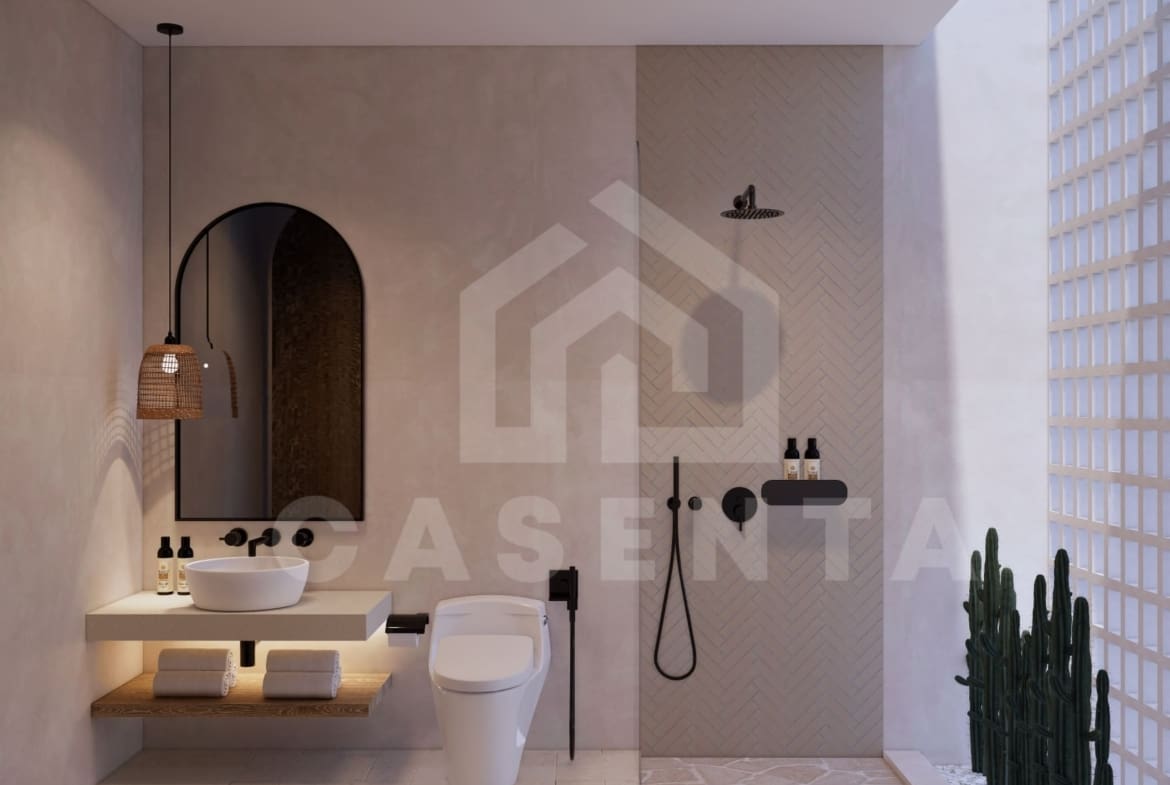 Designer bathroom in Mediterranean villa Pecatu