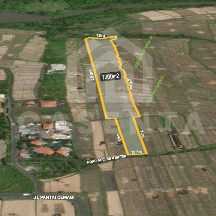 Tourism zoned Cemagi land showing plot boundaries, size and road access