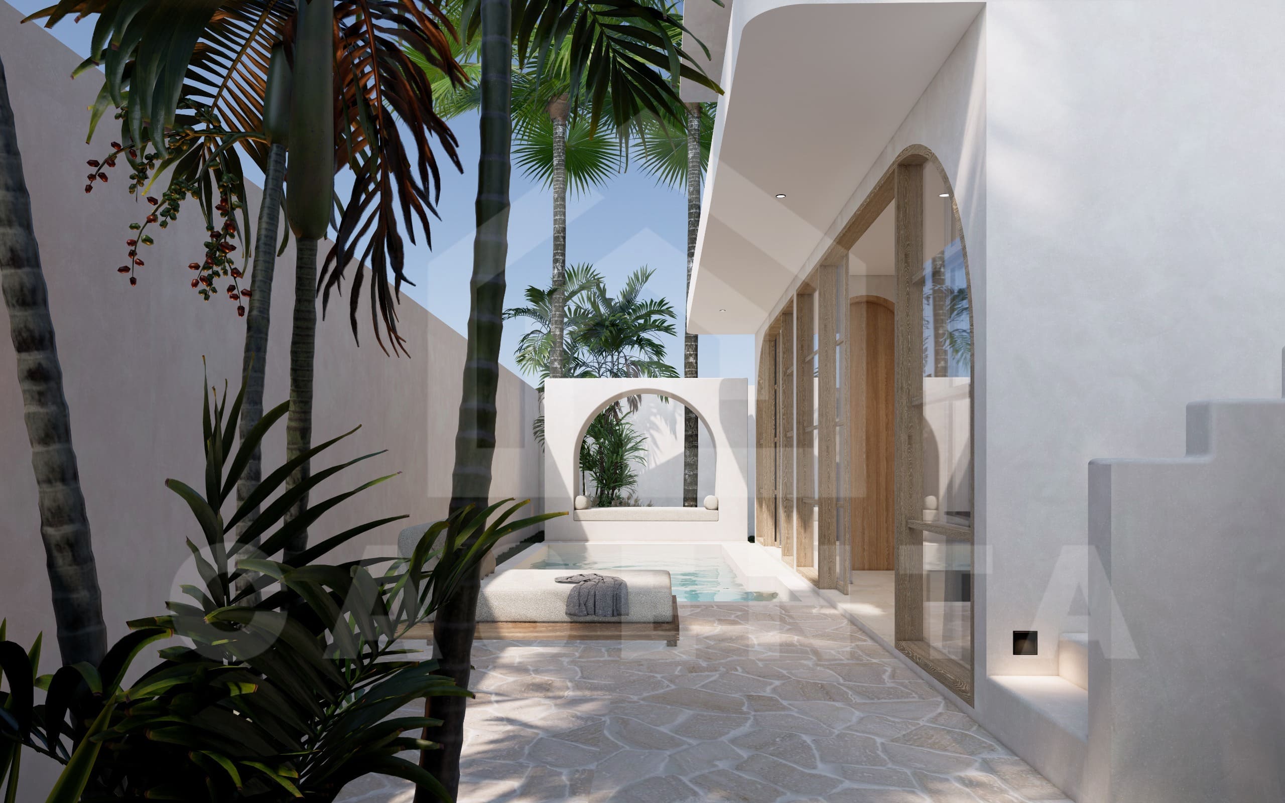 Private pool outdoor area in Pecatu villa rooftop property