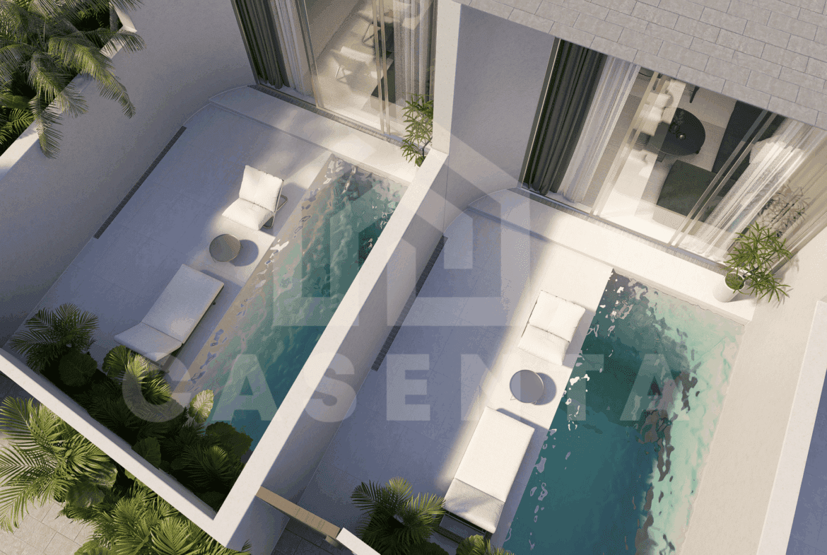 Private plunge pool villa in Melasti with outdoor seating