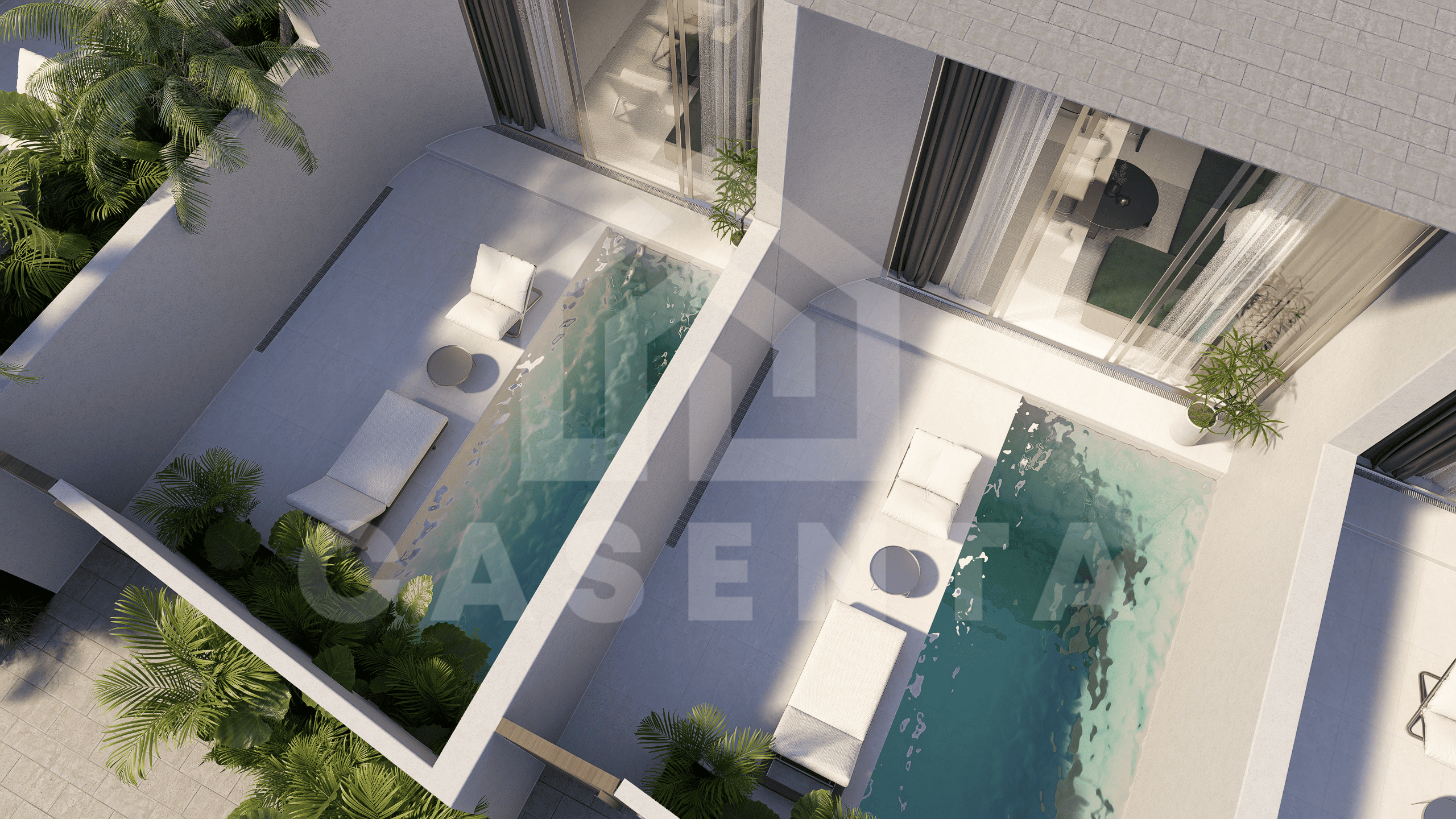 Private plunge pool villa in Melasti with outdoor seating