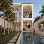 Modern tropical villa exterior with private pool and open-plan living in Seseh