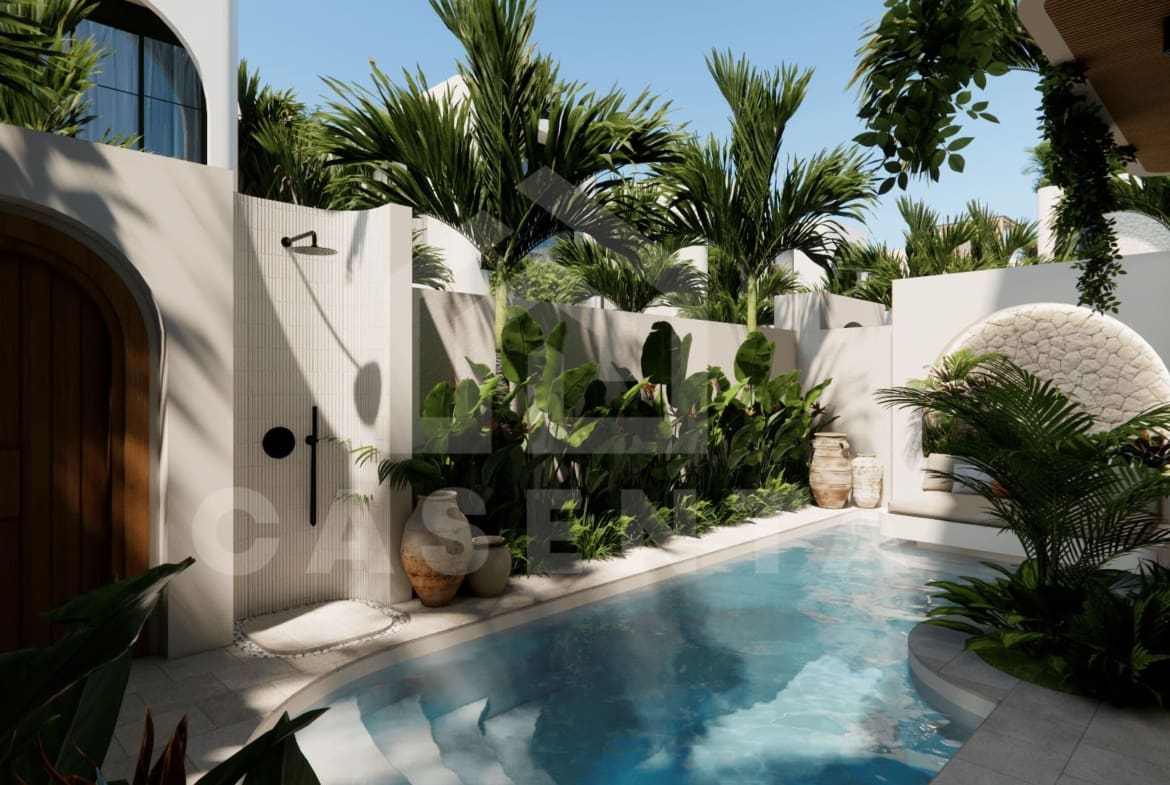 Private pool area of Pecatu Villa For Sale with tropical landscaping
