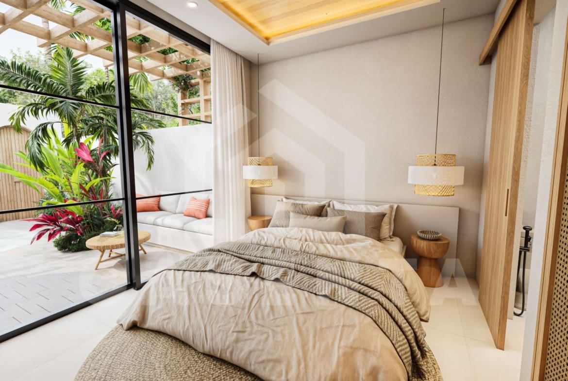 Ensuite bedroom with garden view in modern Pecatu Villa