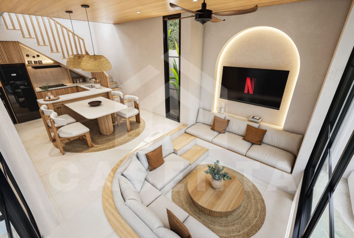 Open plan living and dining area Pecatu Villa Bali