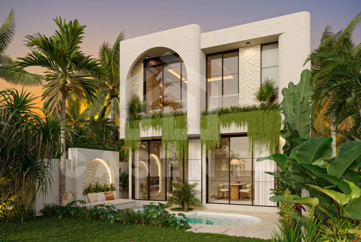 Modern tropical facade of Pecatu Villa For Sale with private pool
