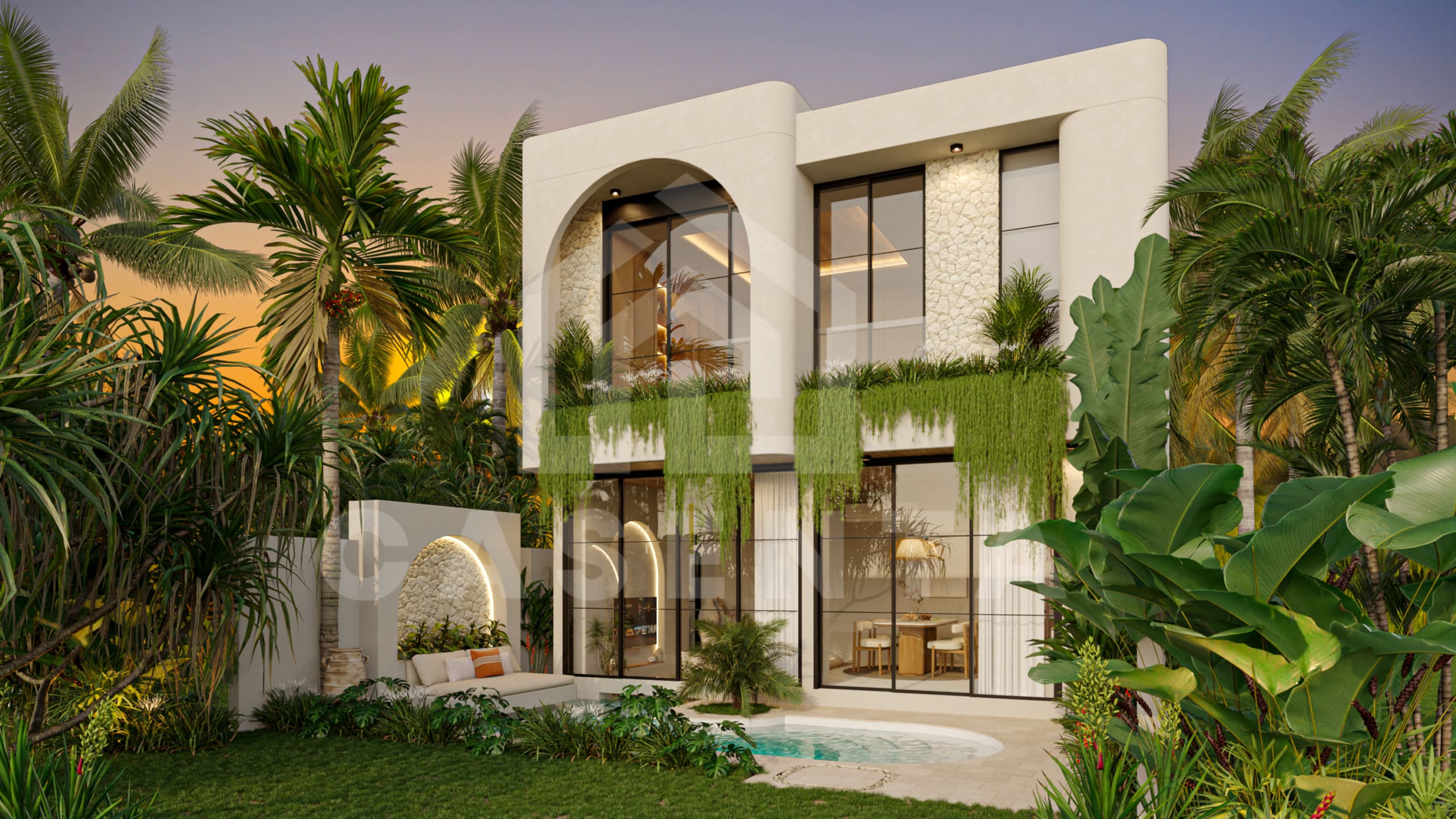 Modern tropical facade of Pecatu Villa For Sale with private pool