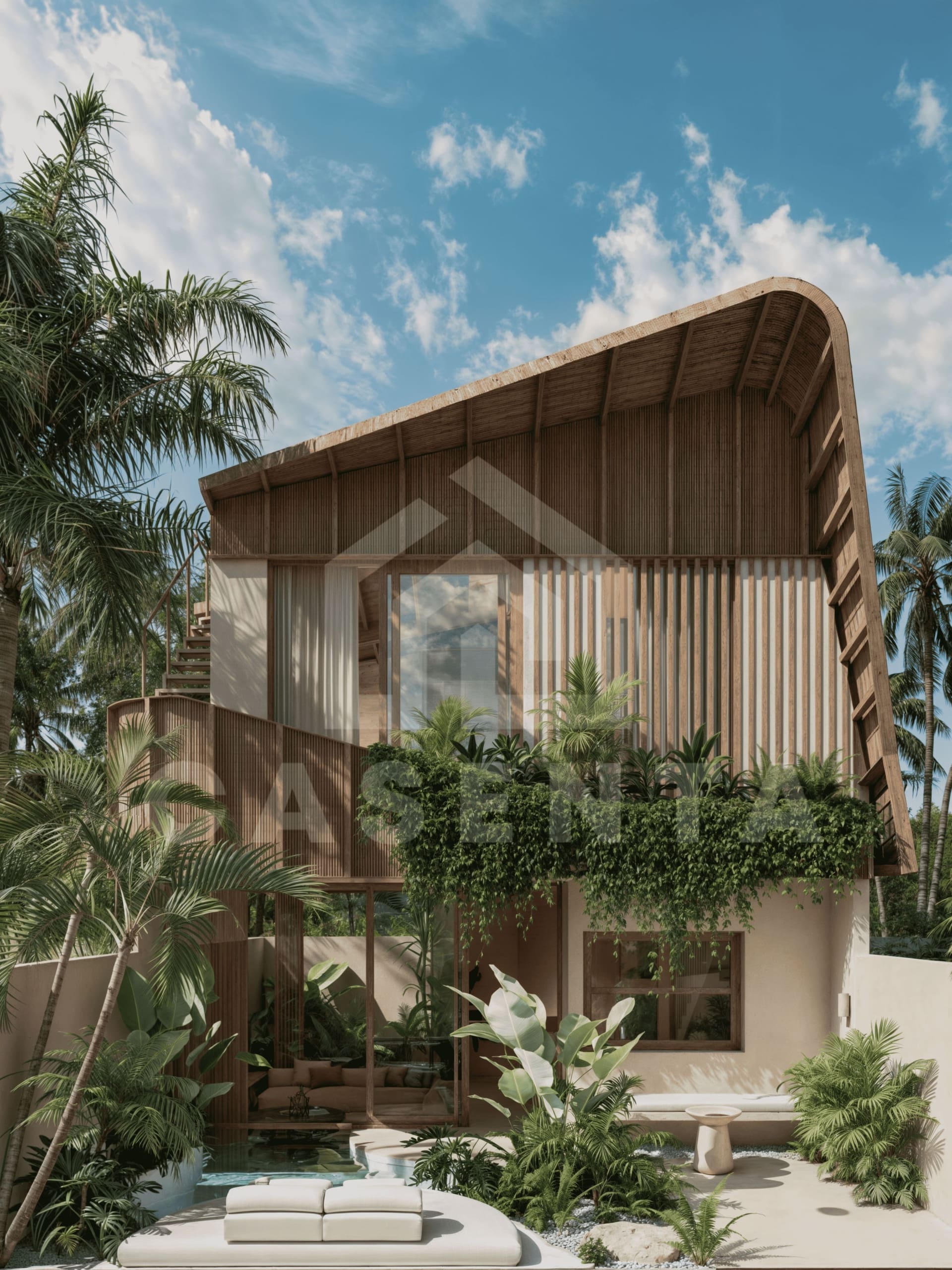 Modern tropical villa facade in Uluwatu Bukit area