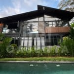 Exterior of modern tropical Ubud villa with private pool and garden