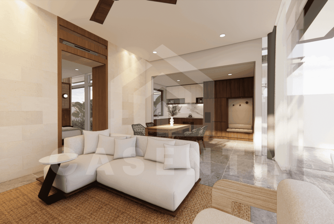 Open indoor outdoor living area in Jimbaran villa for sale