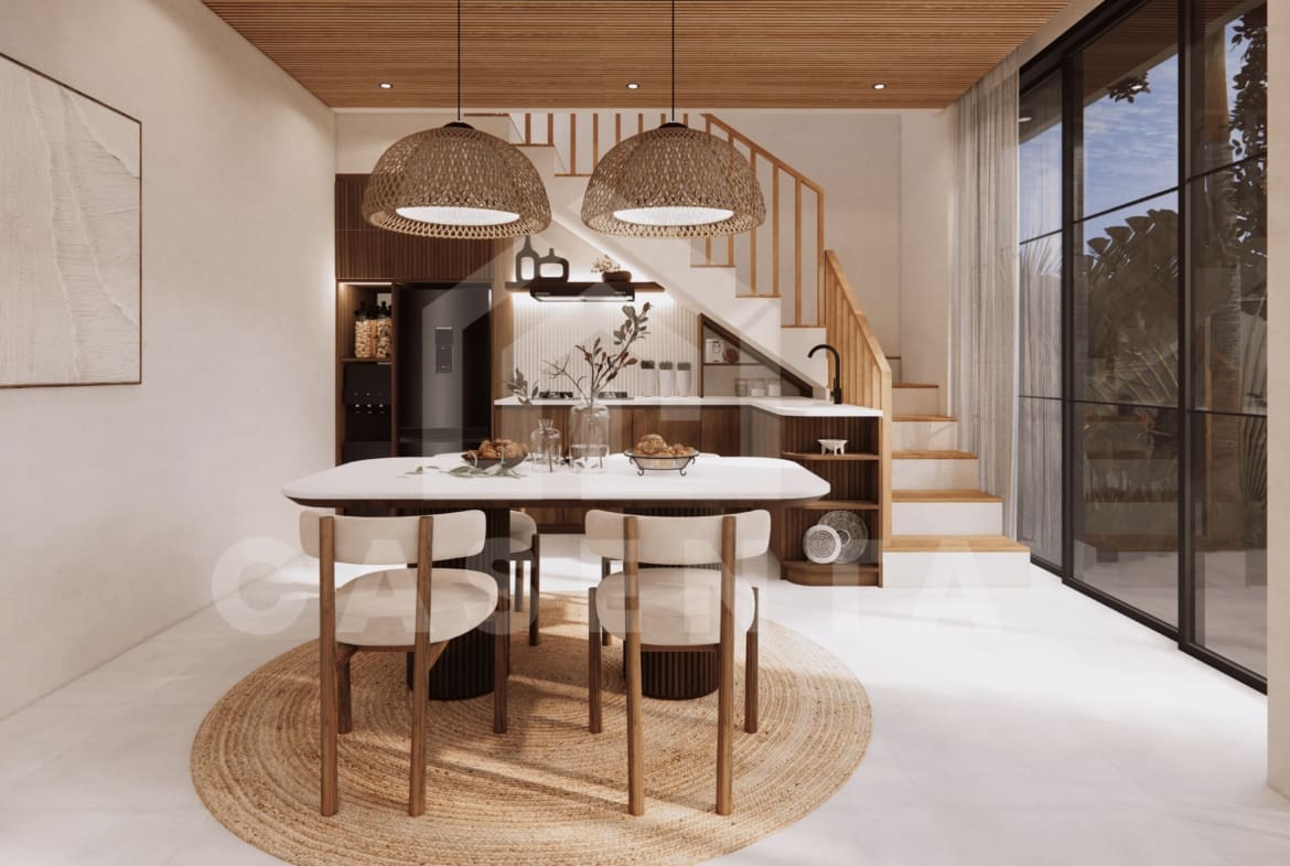 Kitchen and dining area inside 1BR Pecatu villa