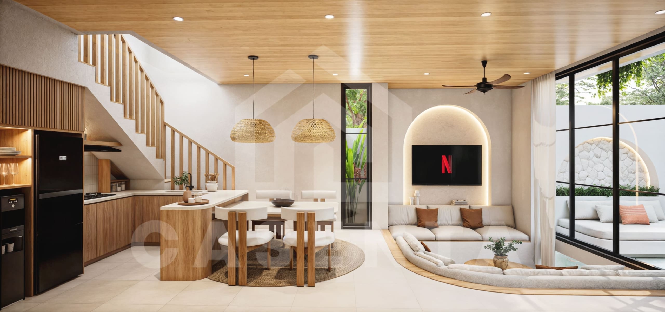 Modern kitchen and dining space in Pecatu Villa