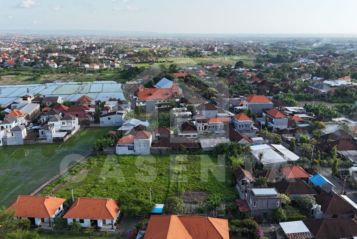 Buduk land bordered by rice fields and villas