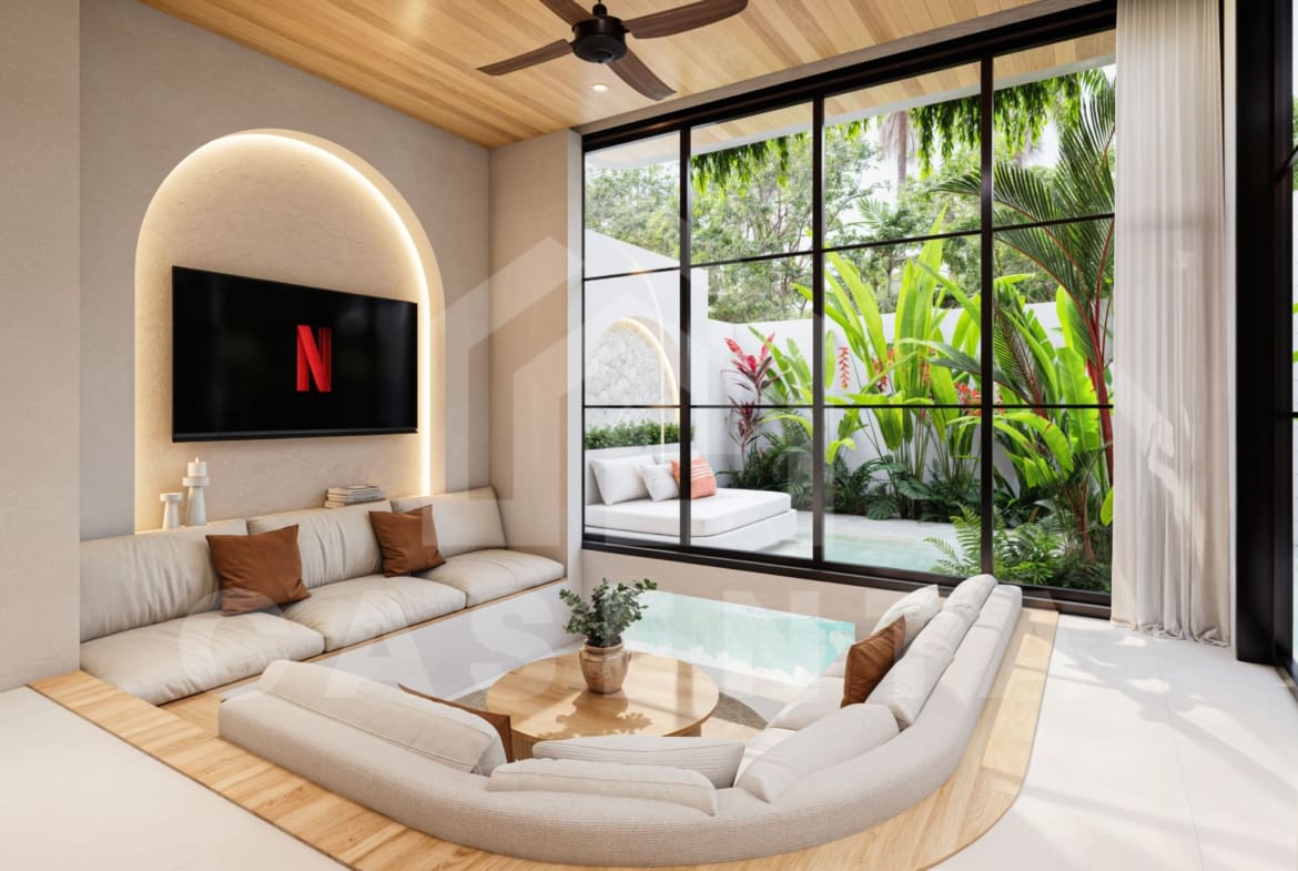 Double height living room Pecatu Villa with private pool