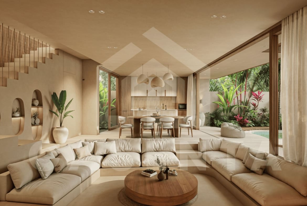 Open living space overlooking pool in Bukit Peninsula Villa