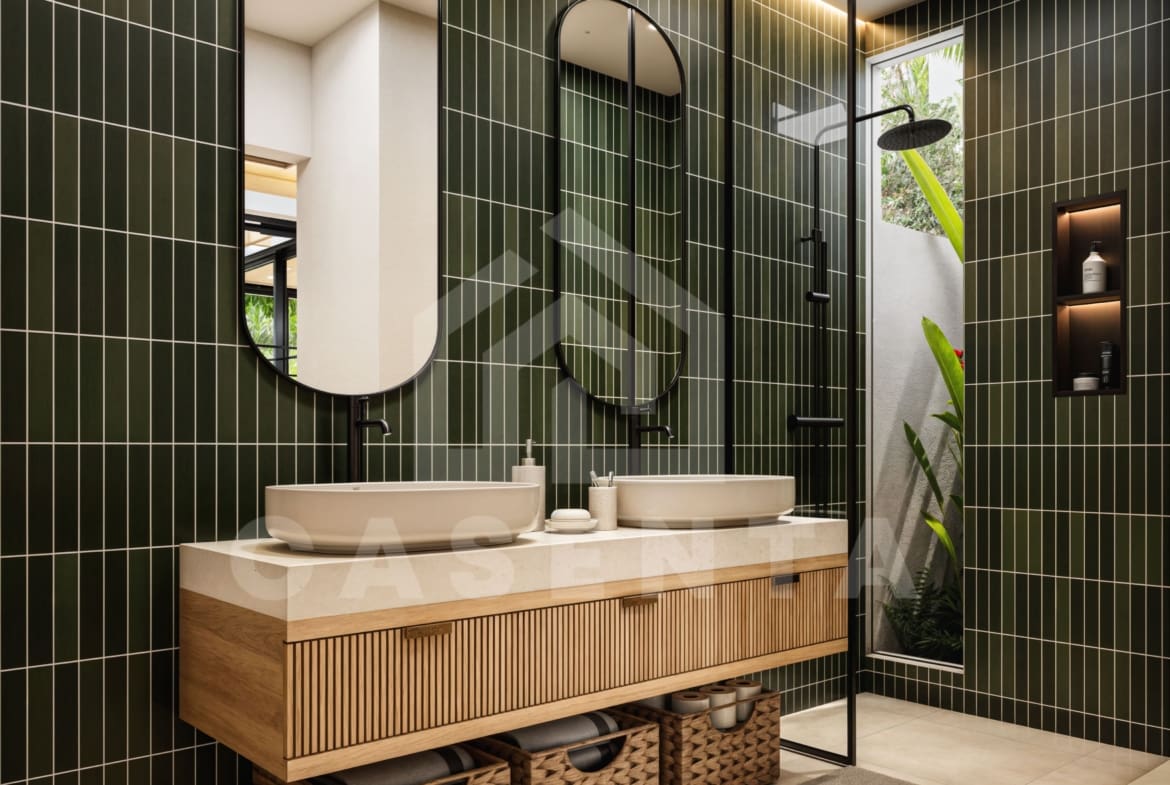 Dual vanity bathroom in modern Pecatu Villa