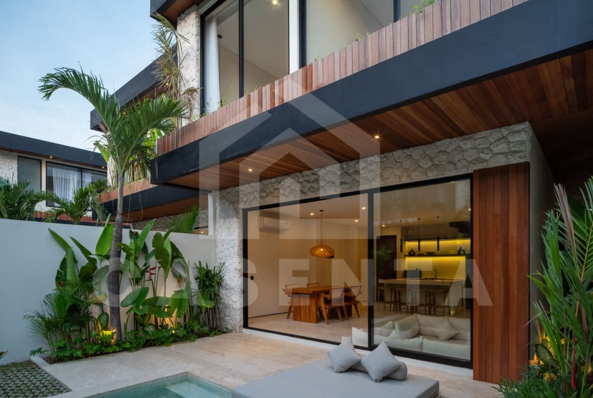Outdoor terrace and sliding doors of Batu Bolong Villa