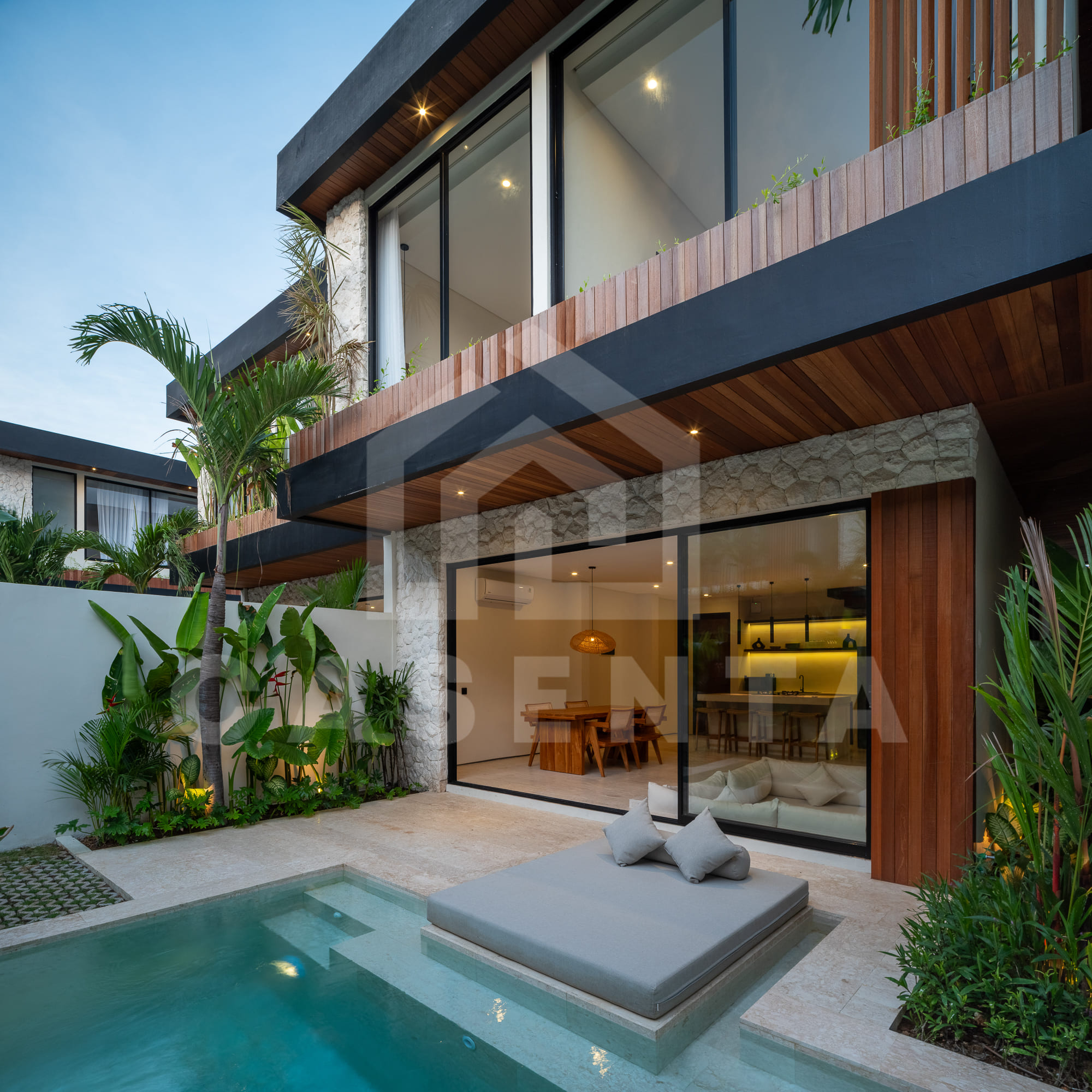 Outdoor terrace and sliding doors of Batu Bolong Villa