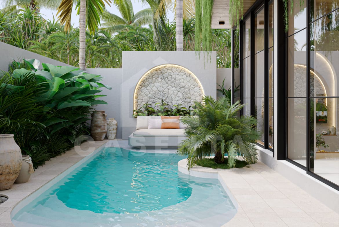 Curved private swimming pool at Pecatu Villa For Sale