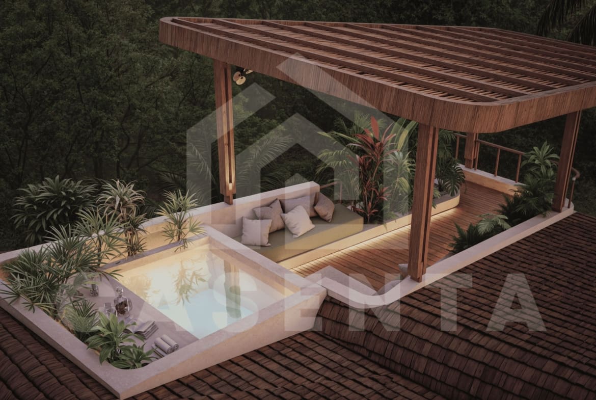 Rooftop terrace with ocean view and Jacuzzi at Bukit Peninsula Villa