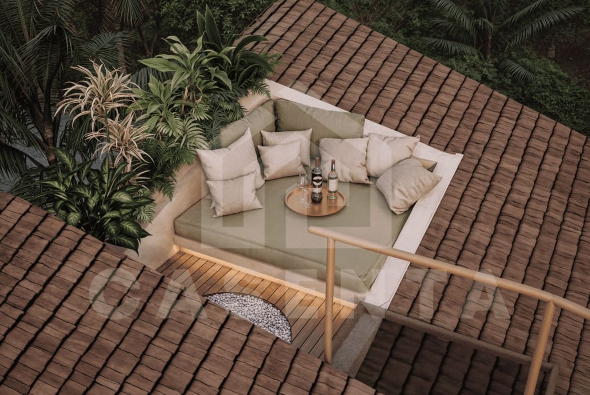 Rooftop terrace with ocean view in Uluwatu tropical villa