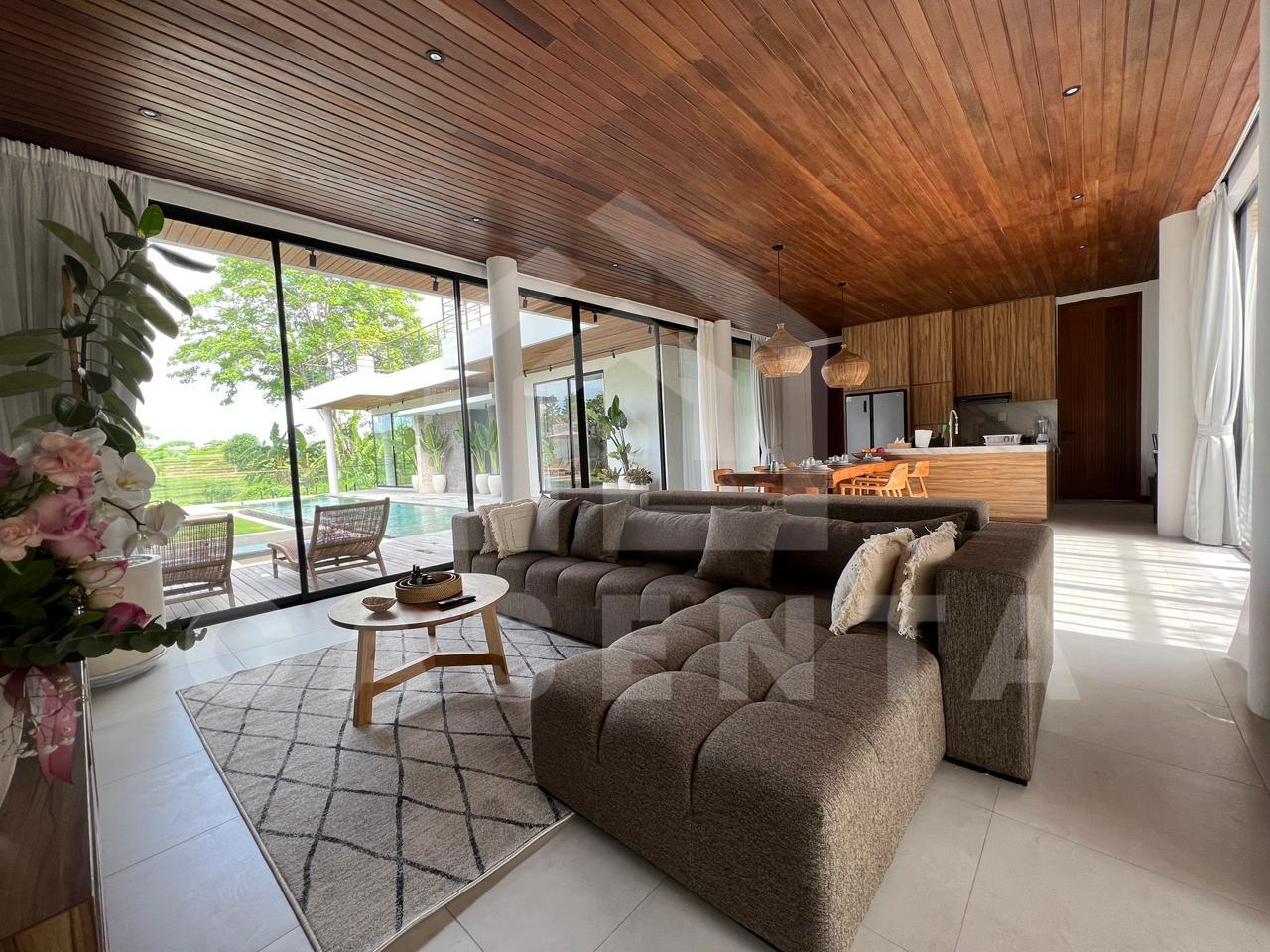 Enclosed open-plan living area in modern Pererenan villa