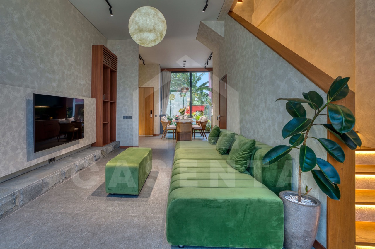 Double height living room in Pandawa villa with modern design