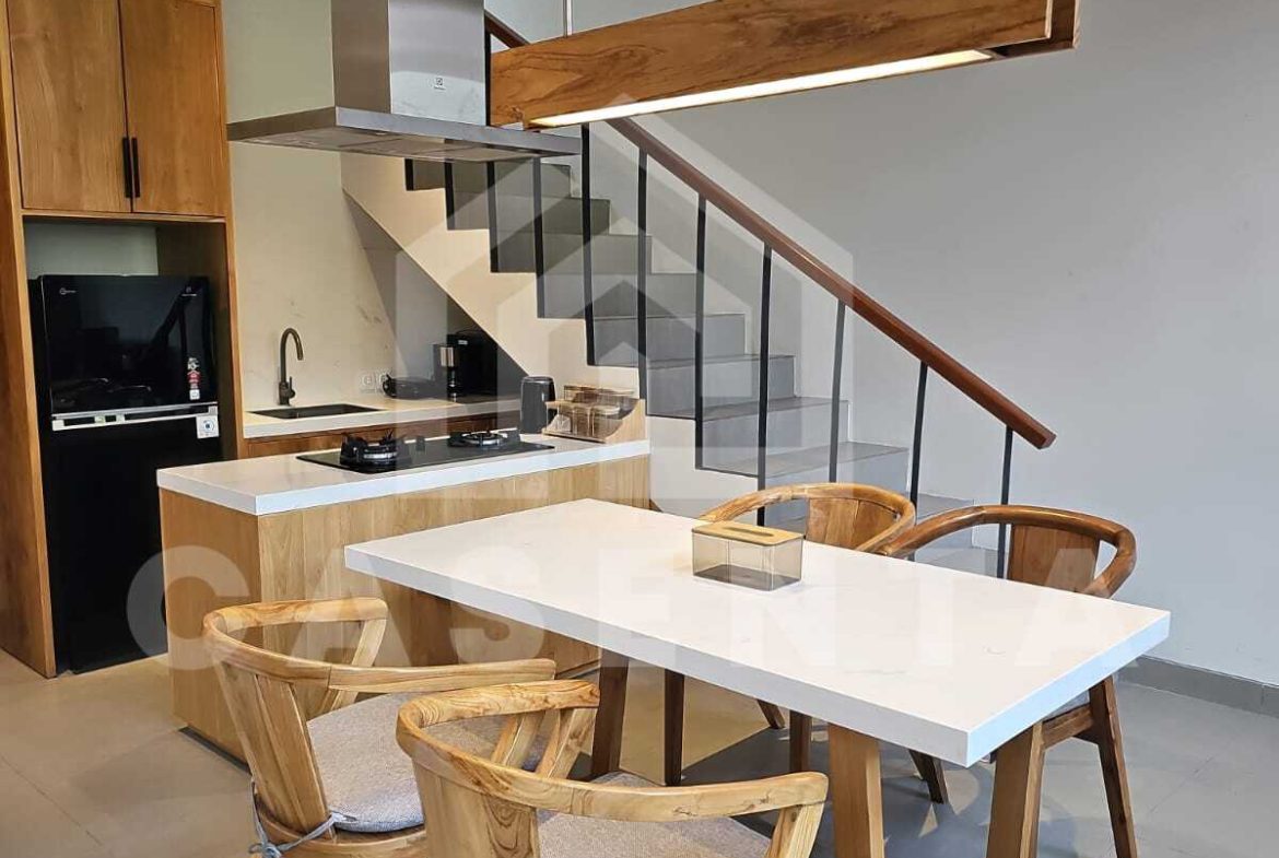 Modern kitchen and dining area inside Canggu villa