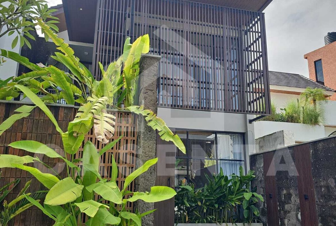 Modern facade of gated complex Canggu villa