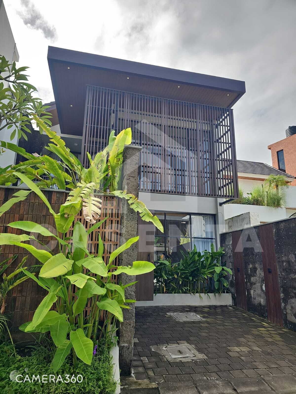 Modern facade of gated complex Canggu villa