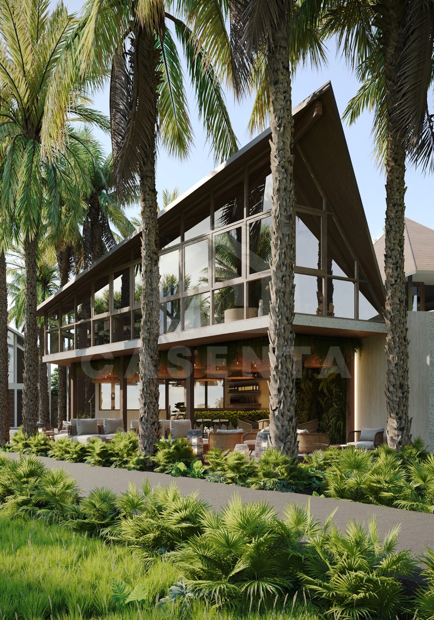 resort style restaurant in Ubud villa complex surrounded by greenery