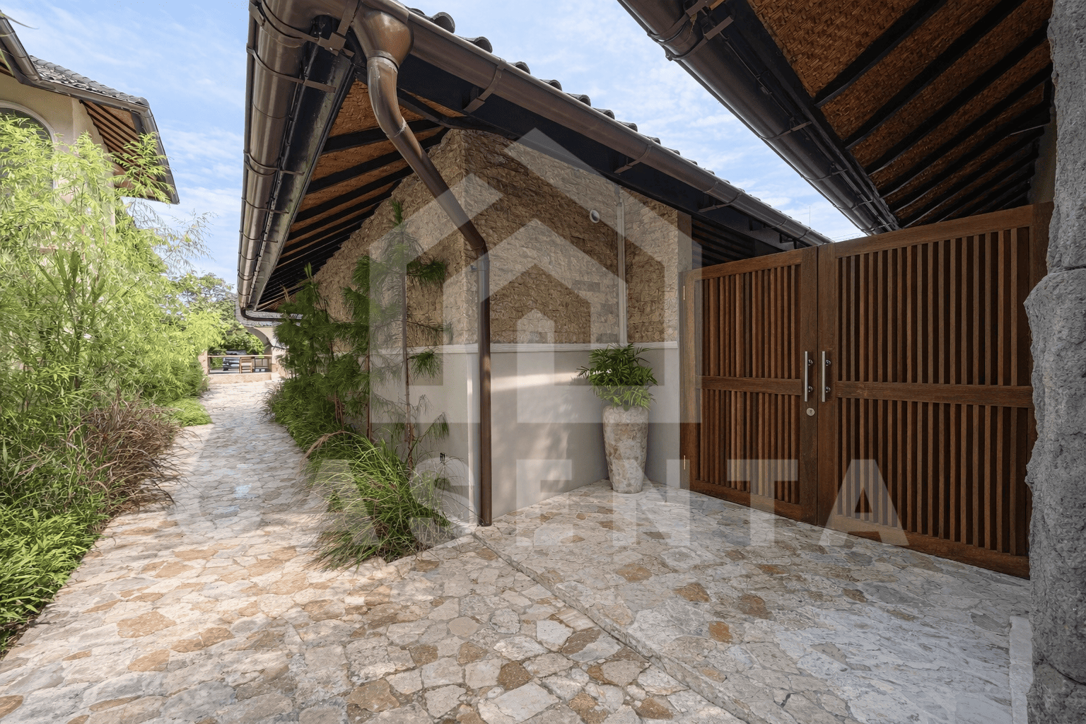 Gated entrance of leasehold Sanur villa complex