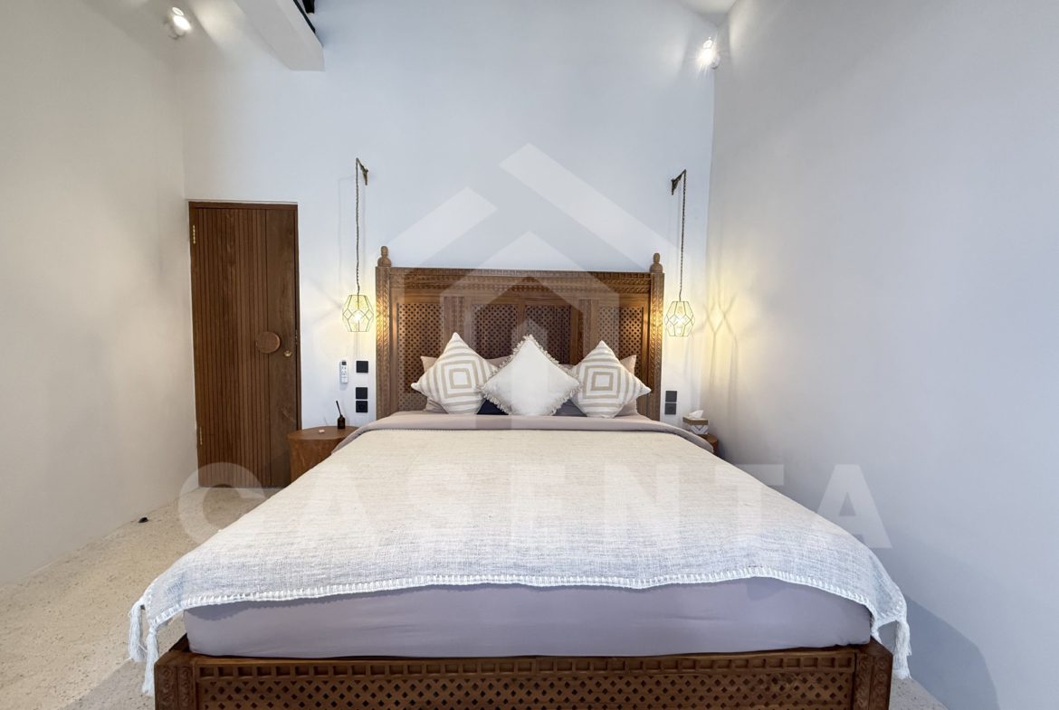 Spacious master bedroom in modern Sanur Bali villa