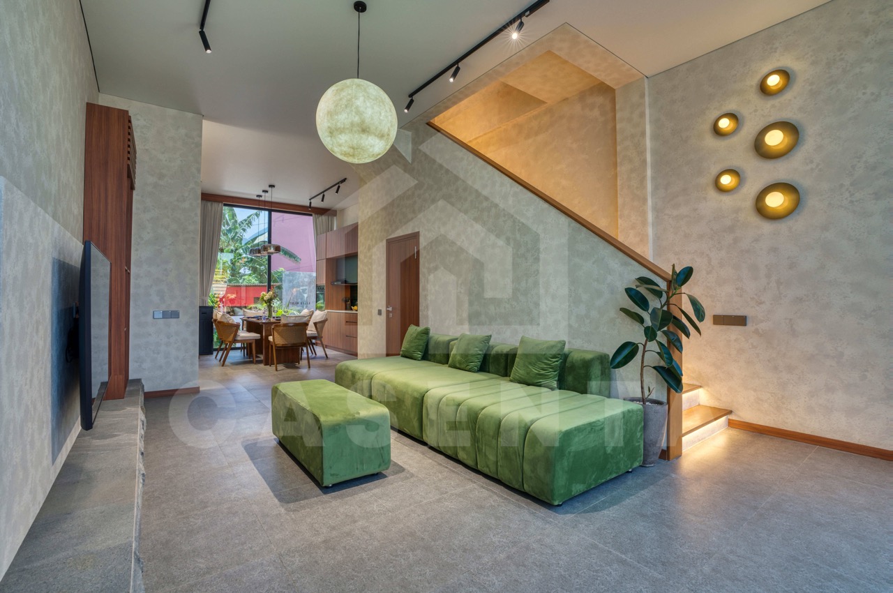 Modern enclosed living area in Pandawa villa
