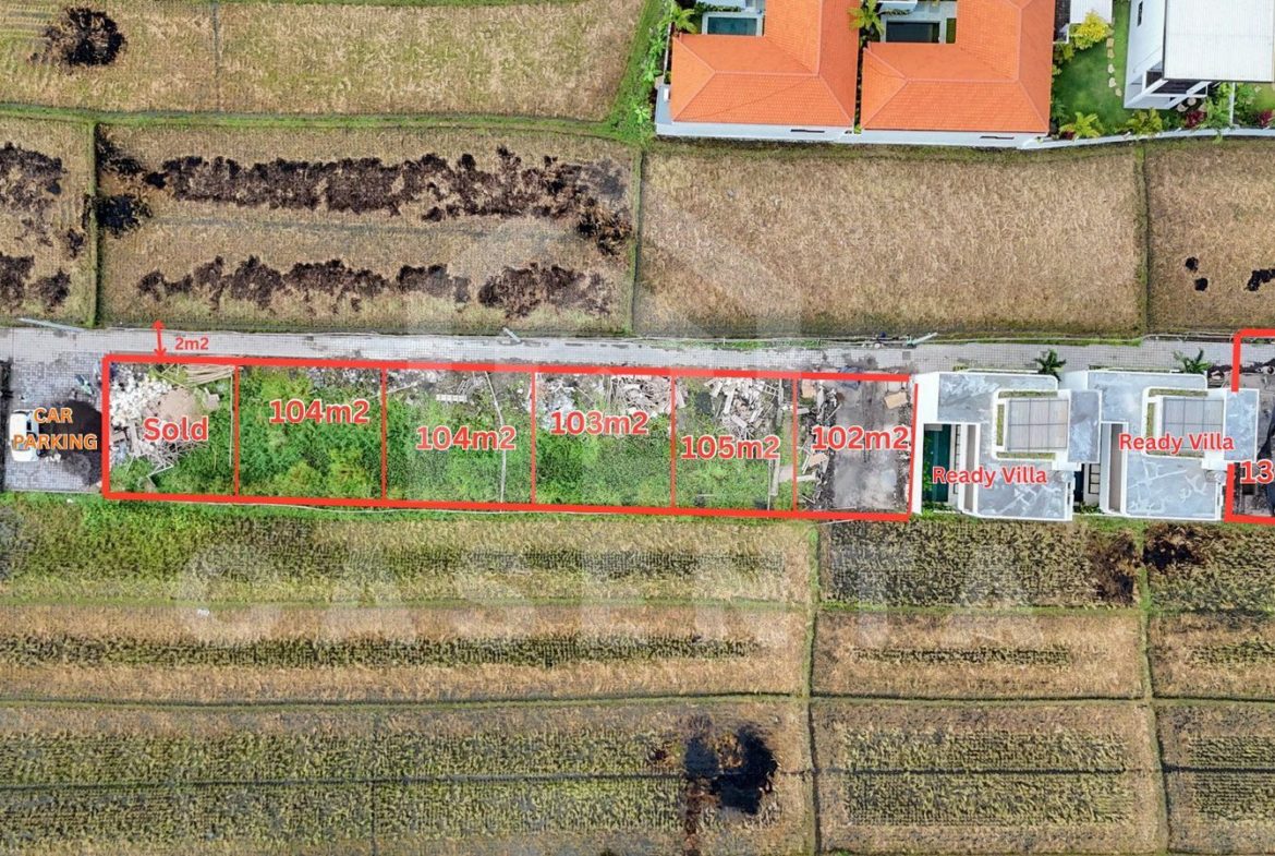 pink zone Cemagi land villa plots with flat terrain and development-ready layout