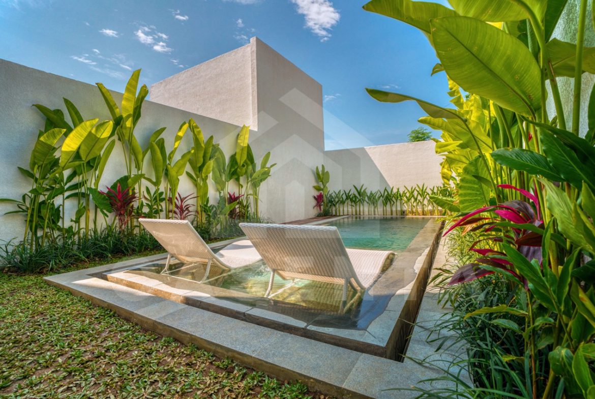 Private pool with sunbeds in Pandawa villa