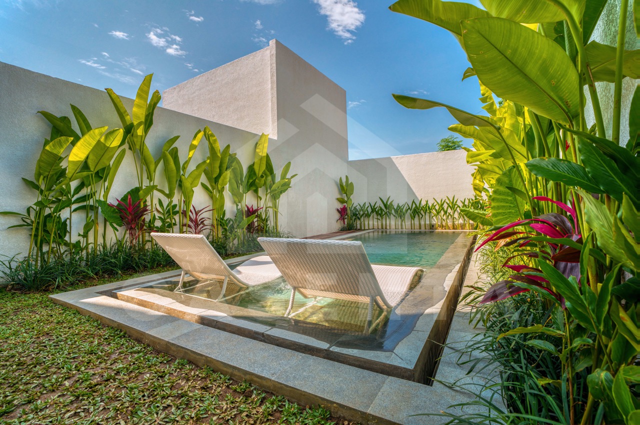 Private pool with sunbeds in Pandawa villa