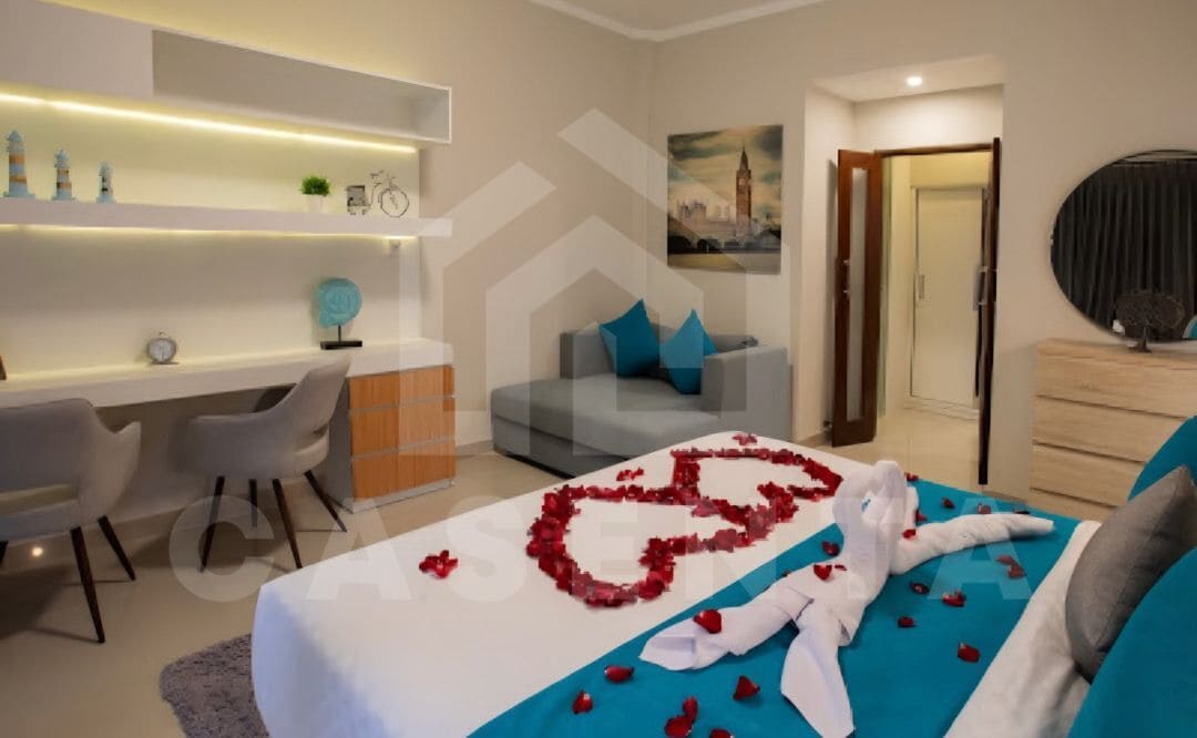 stylish bedroom with workspace in Ungasan villa fully furnished