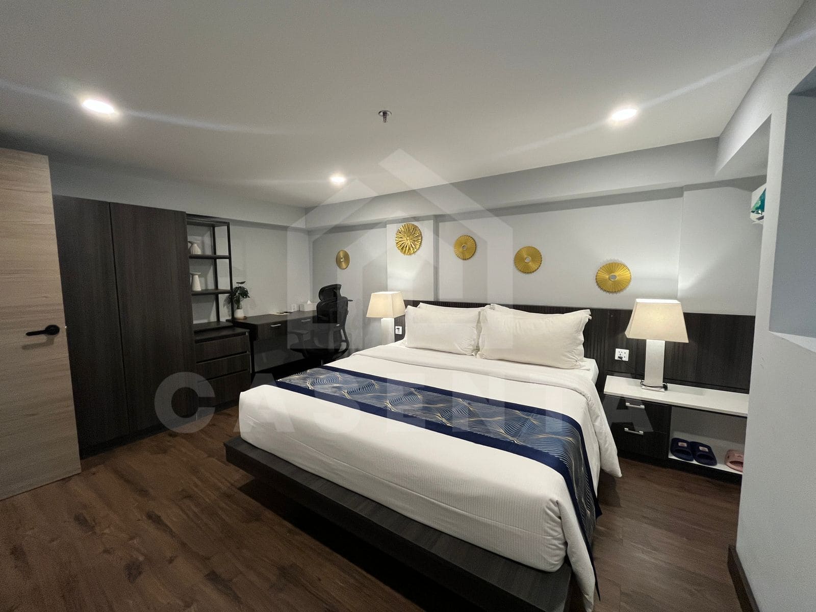 Master bedroom in Canggu apartment with modern design