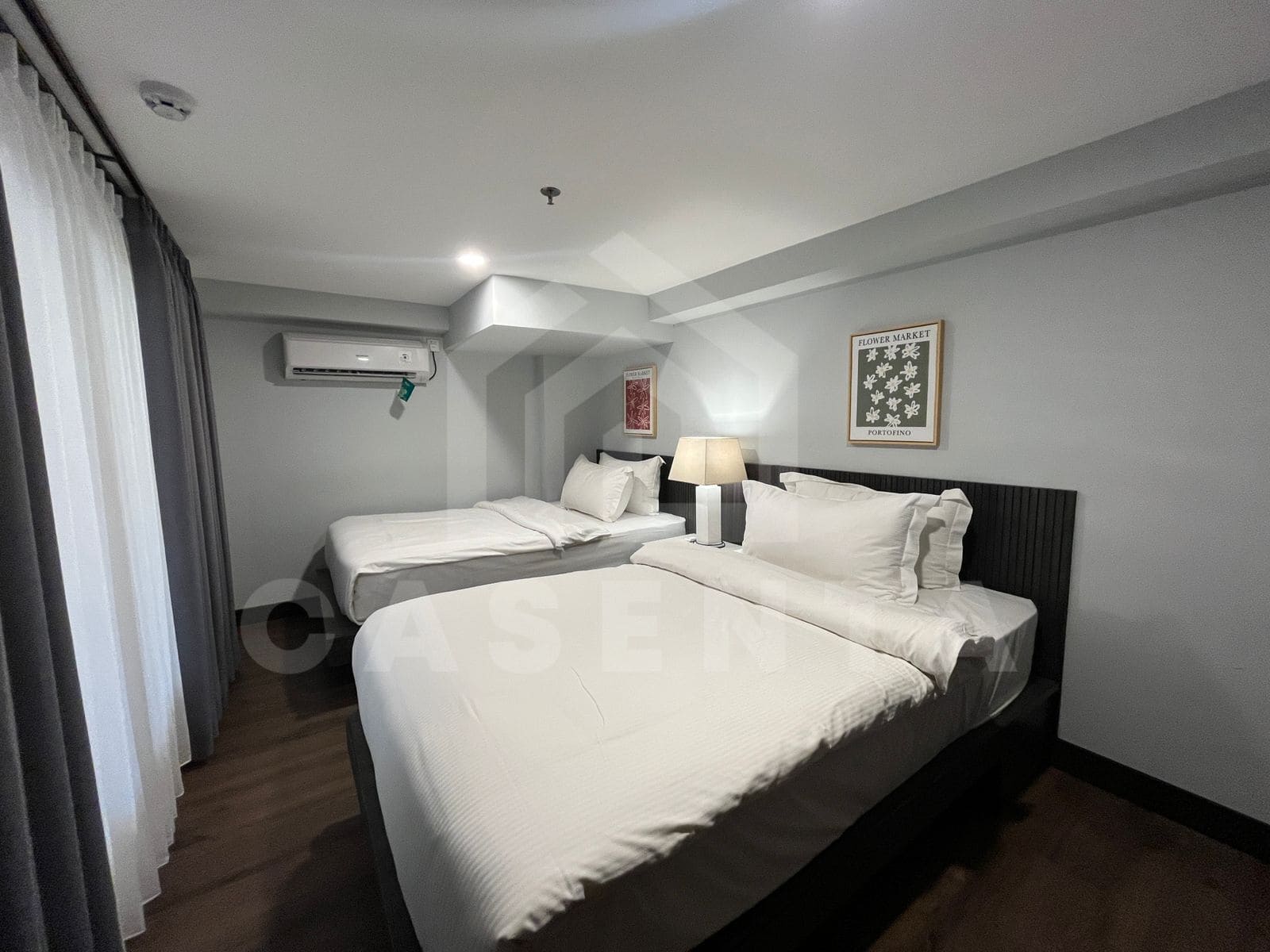 Twin bedroom layout in Canggu apartment for guests