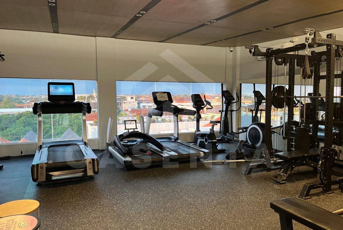 Fully equipped rooftop gym in Canggu apartment