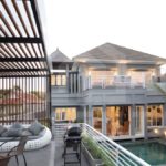 outdoor terrace in Ungasan villa with lounge and pergola