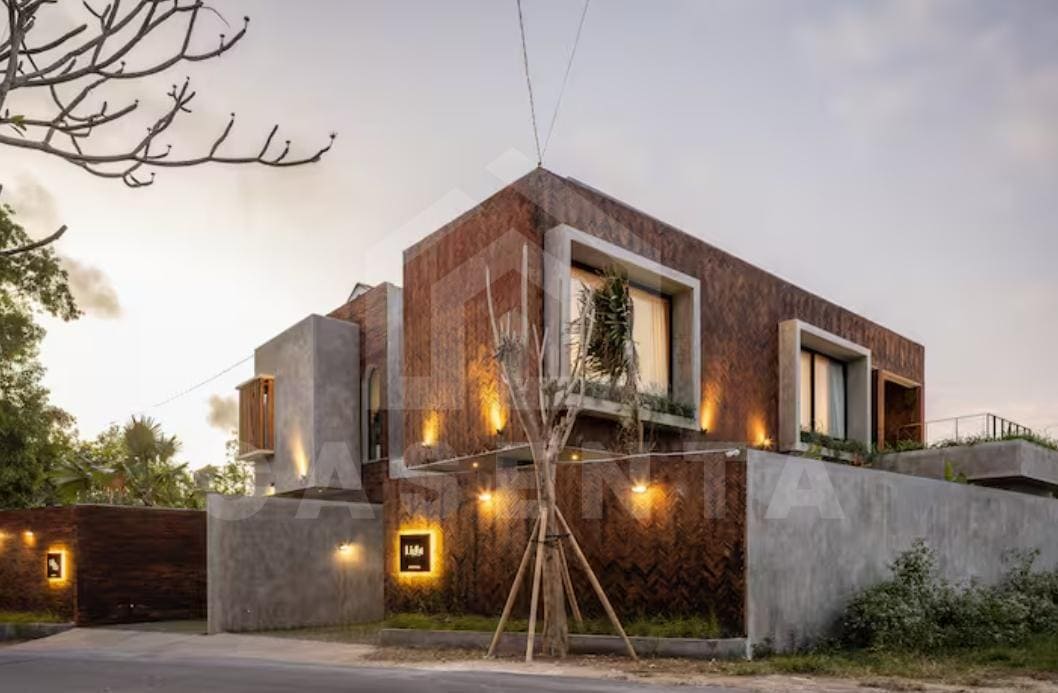 exterior facade of modern Bukit villa in Ungasan