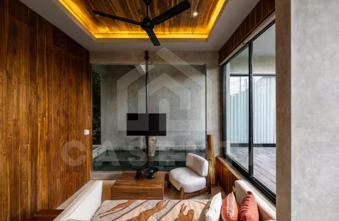 open living area in Bukit villa with pool access